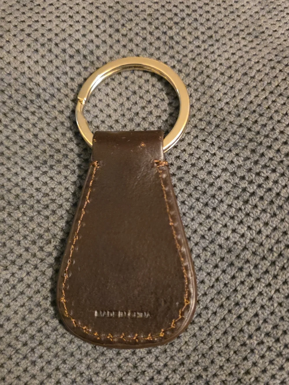 Dooney & Bourke Brown Leather Keyring with Embossed Logo